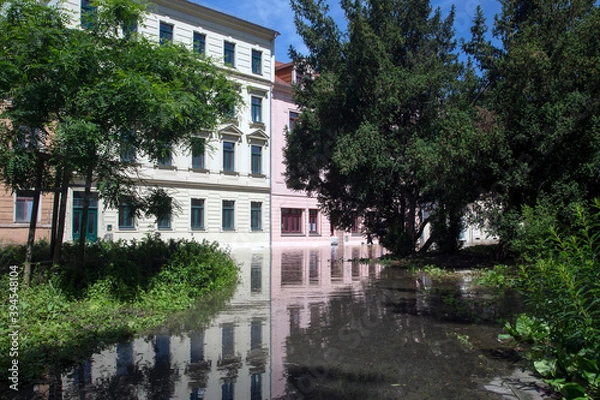 Fototapeta View of a street in Meissen during the 2013 floods