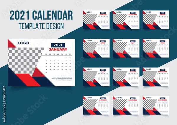 Obraz Calendar 2021 template design vector file