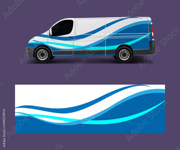 Fototapeta cargo van wrap vector, Graphic abstract stripe designs for wrap branding vehicle