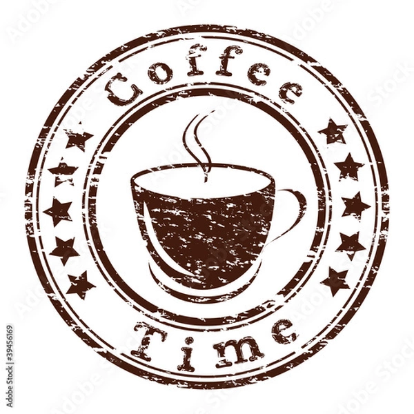 Obraz Vector coffee time grunge stamp with a cup