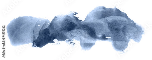 Fototapeta Abstract watercolor background hand-drawn on paper. Volumetric smoke elements. Navy blue color. For design, web, card, text, decoration, surfaces.