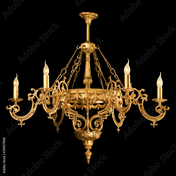 Obraz Vintage chandelier isolated on black