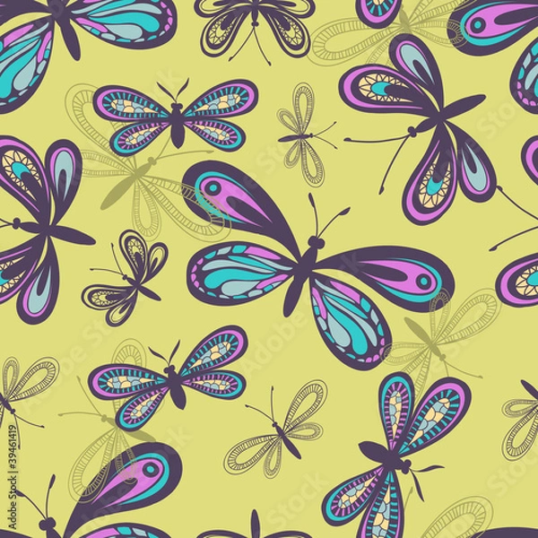 Obraz Stylized butterflies seamless pattern