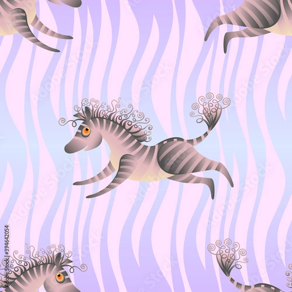 Fototapeta The stylized image of a zebra. Vector graphics. Seamless pattern