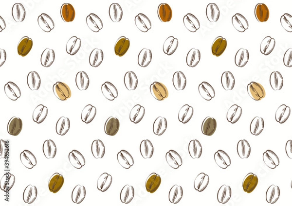 Obraz illustration pattern with coffee beans（sketch）