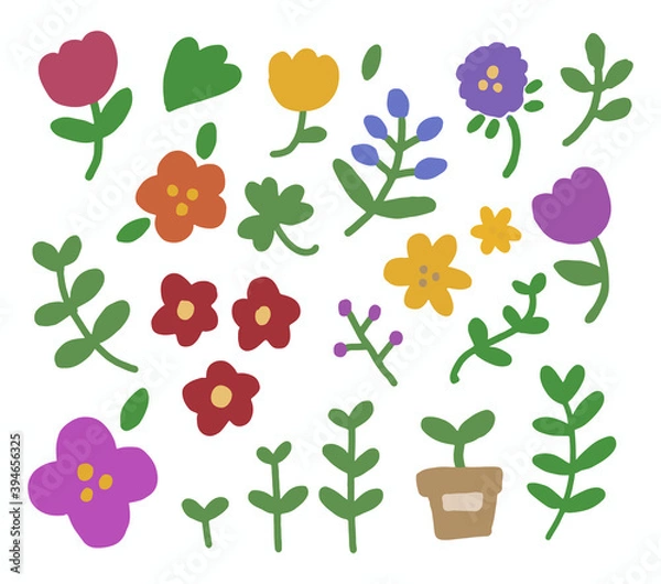 Obraz set of flowers, vector, hand drawn elements.