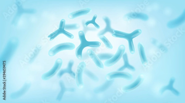Fototapeta Microbiology science and medicine background. Bacterias, Probiotic Microscopic microorganisms. Science background. 