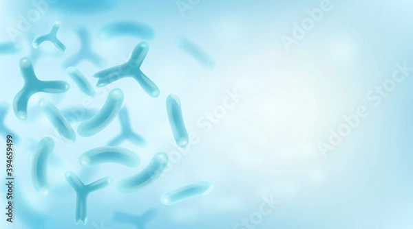 Fototapeta Microbiology science and medicine background. Bacterias, Probiotic Microscopic microorganisms. Science background. 