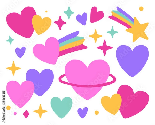 Obraz Multi color hearts elements. Vector illustration, heart, star.