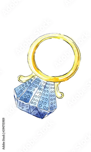Fototapeta Gold ring for 12 Days of Christmas Charms