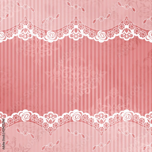 Fototapeta pink and white background with lace