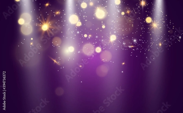 Fototapeta Beautiful sparks shine with special light. Vector sparkles. Christmas abstract pattern.