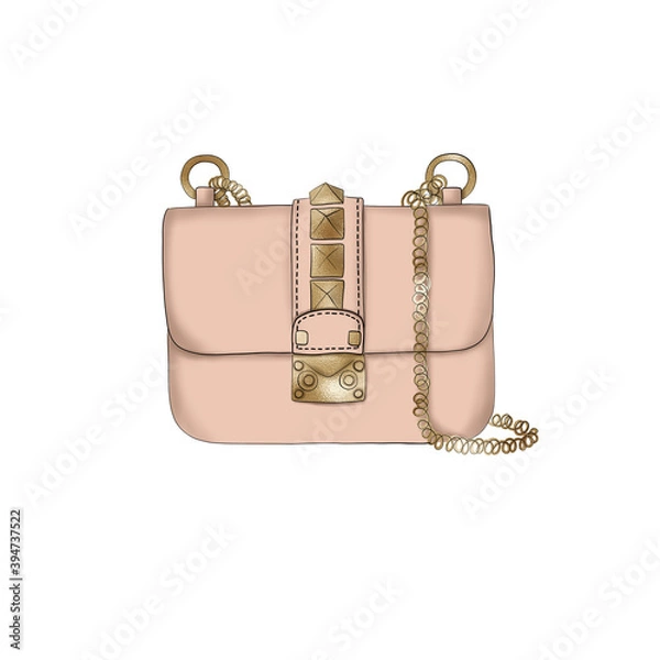 Obraz Crossbody Bag Isolated On A White Background Hand Drawn Illustration	
