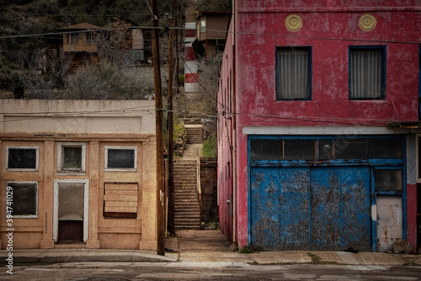 Fototapeta Burnt and Abandoned Stores and Storefronts in Miami Arizona