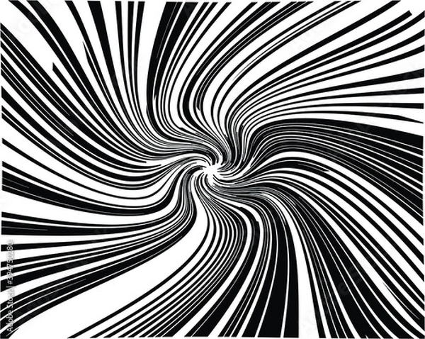 Fototapeta  Abstract pattern. Texture with wavy, billowy lines. Optical art background. Wave design black and white. Digital image with a psychedelic stripes. Vector illustration