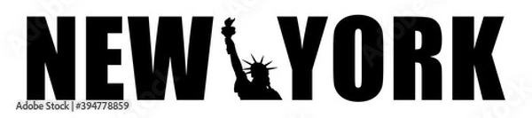 Fototapeta The New York text and the Statue of Liberty