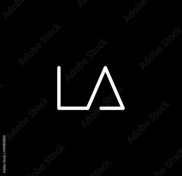 Fototapeta Letter LA alphabet logo design vector. The initials of the letter L and A logo design in a minimal style are suitable for an abbreviated name logo.