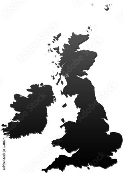 Obraz British Isles Map: Black