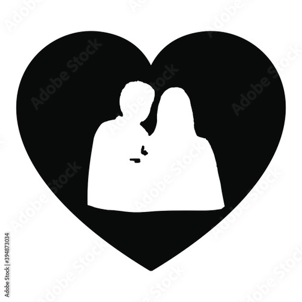 Fototapeta silhouette of a couple with heart