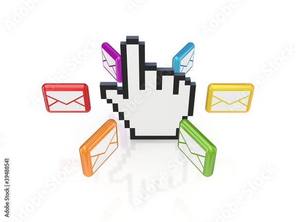 Obraz Colorful envelopes around large cursor.