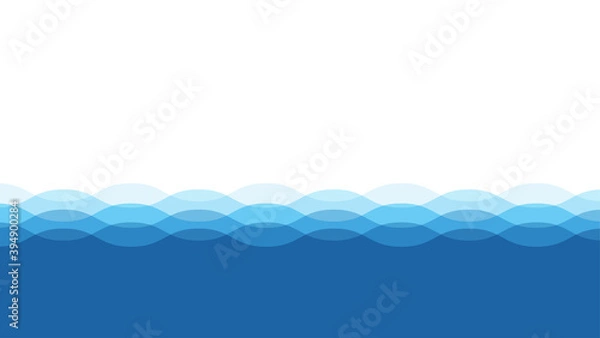 Obraz Blue water ocean wave layer vector background illustration.
