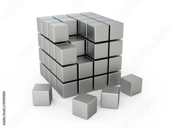 Obraz Metal cubes on a white background