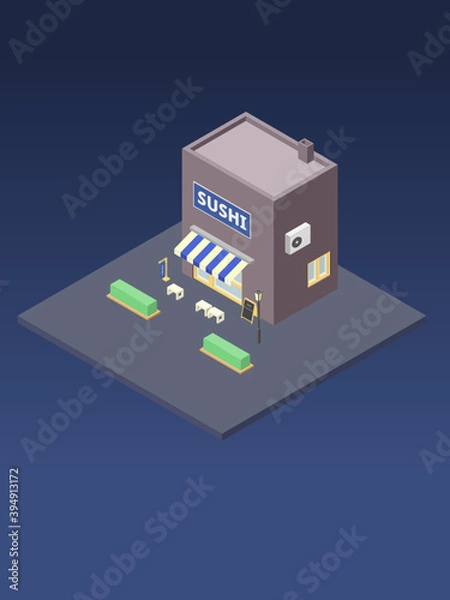 Obraz Isometric sushi restaurant