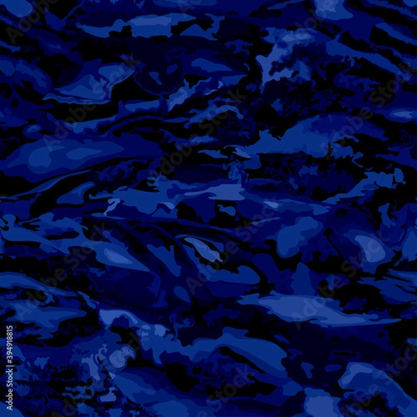 Obraz Dark blue mineral camouflage seamless pattern. Abstract vector background. 