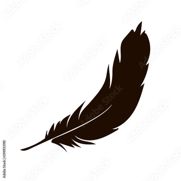 Obraz Vector isolated feather silhouette. Black color.