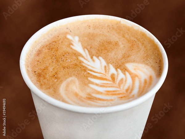Obraz Cappuccino in a takeaway cup