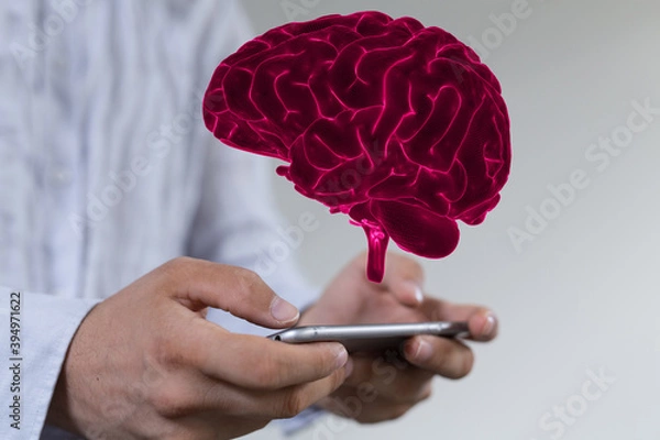 Fototapeta brain intelligence ai digtal 3d artificial intelligence