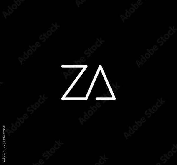 Fototapeta Letter ZA alphabet logo design vector. The initials of the letter Z and A logo design in a minimal style are suitable for an abbreviated name logo.