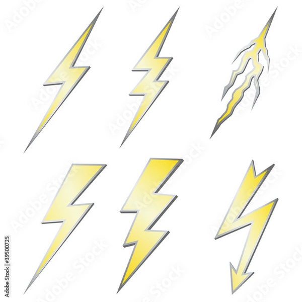 Obraz Gold Lightning bolt with silver margins set on white