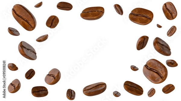 Fototapeta flying coffee bean on white background 3d rendering