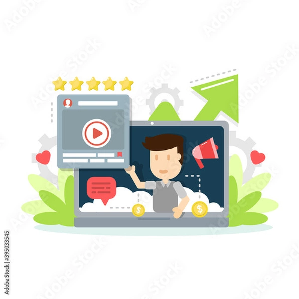 Fototapeta Digital marketing, website content promotion on Internet and social media