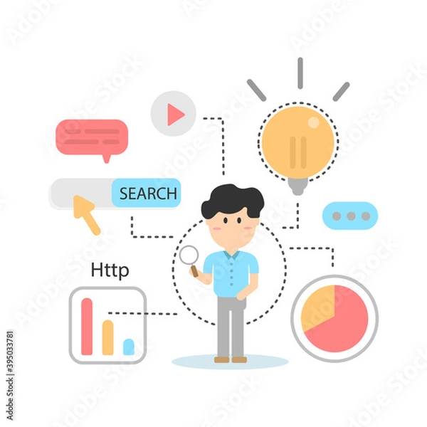 Fototapeta SEO targeting, SEO monitoring, and Search results website.