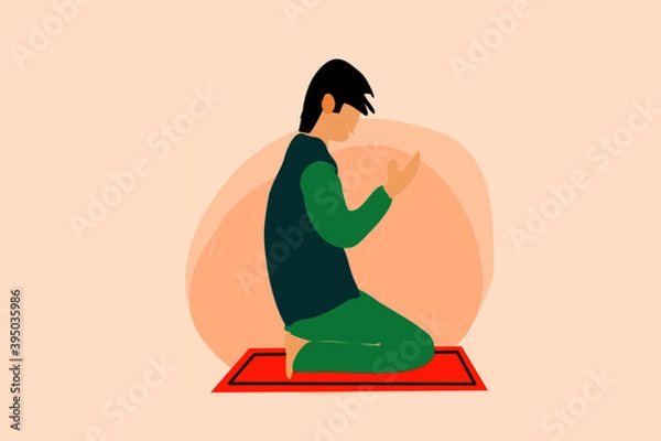 Obraz Muslim man praying in sajjadah.