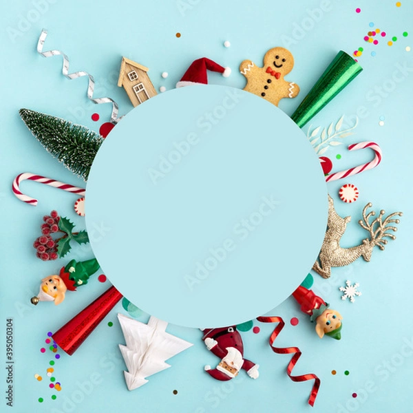 Obraz Christmas ornament flatlay background