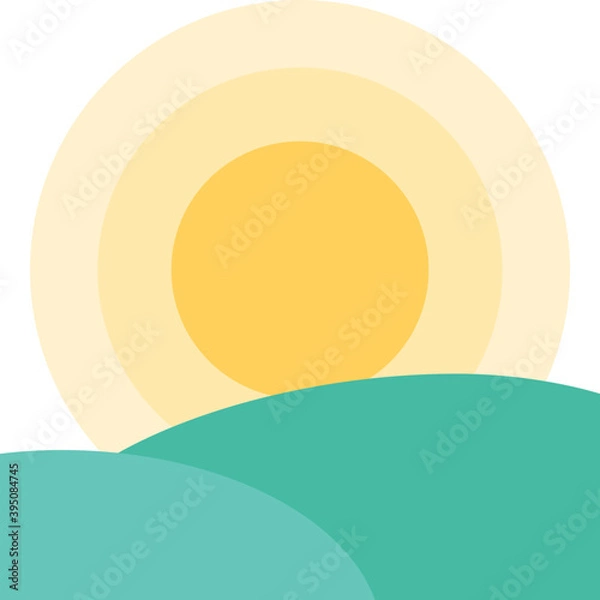 Fototapeta 
Sun Rising Flat Vector Icon 
