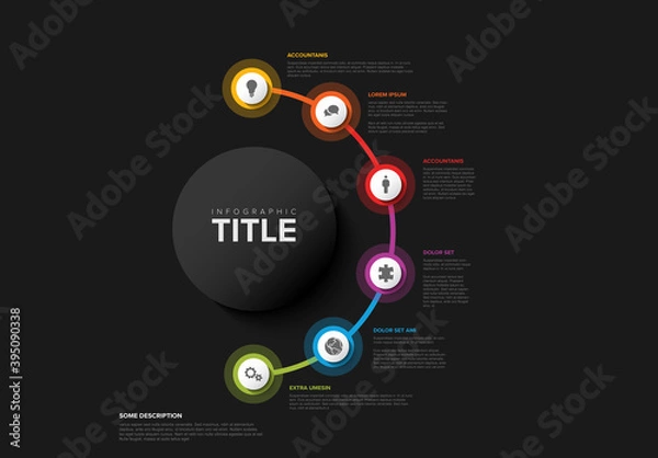 Obraz Six Elements Infographic with Icons in Circles