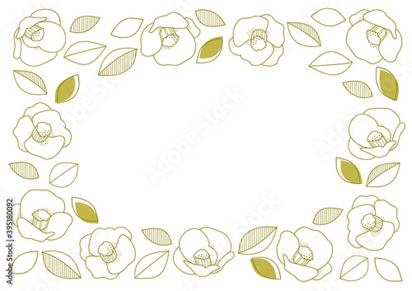 Obraz ツバキの線画のフレームイラスト