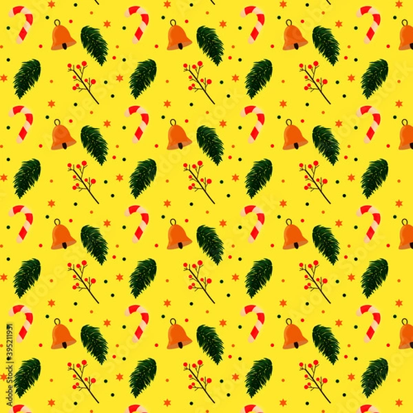 Fototapeta Christmas pattern gold background