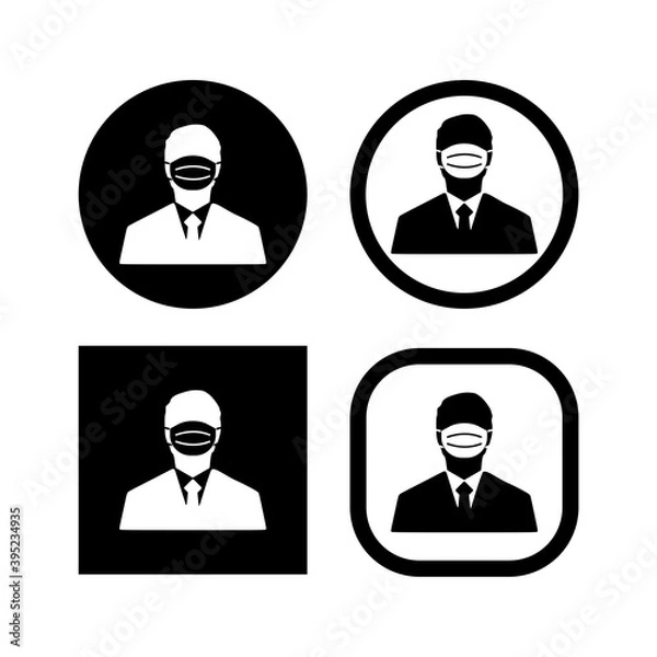 Fototapeta Man in face mask four icon isolated on white background