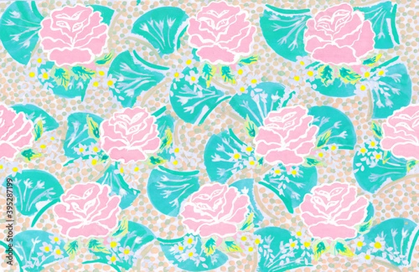 Fototapeta flowers watercolor artwork as background, colorful hand drawn illustration, creative artwork