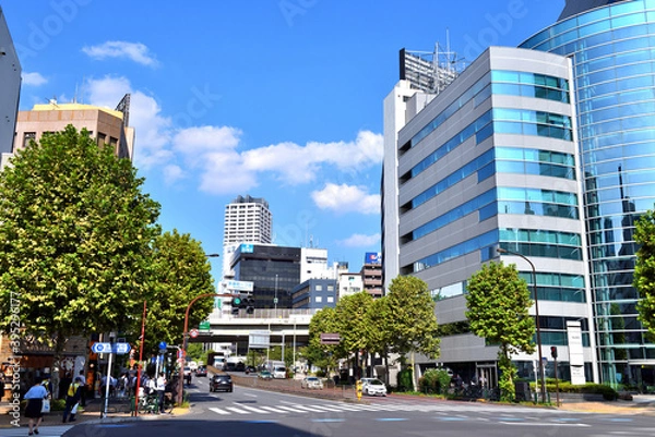 Fototapeta 茅場町交差点からの首都高速6号線方面の景色