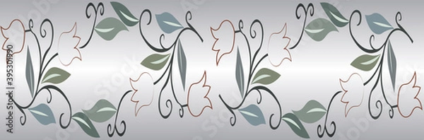 Fototapeta tulips floral pattern, silver background