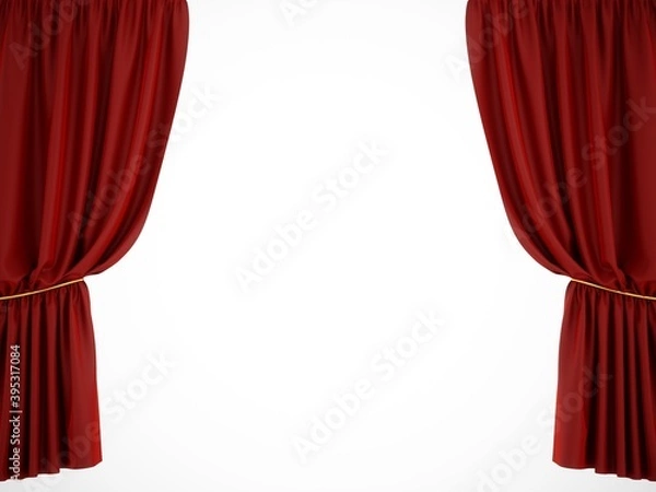 Obraz 3D rendering red stage curtain on white background