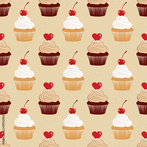 Fototapeta Seamless texture with cakes pattern.