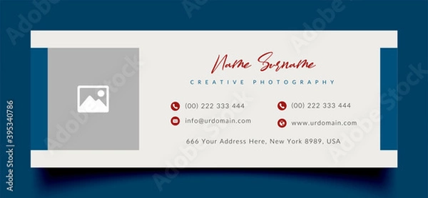 Fototapeta corporate email signature template with an author photo place modern layout	