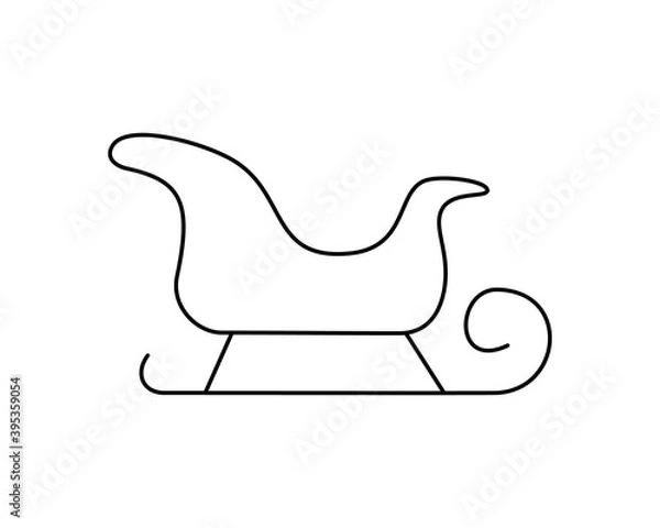 Fototapeta Vector drawing of Santa sleigh with lines on a light background.